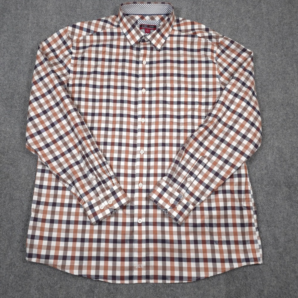 Johnston & Murphy Shirt Mens XL Plaid XC4 Extreme Comfort Flip Cuff Button Up - Picture 2 of 11